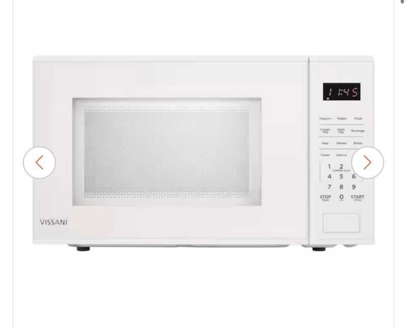 Vissani1.1 cu. ft. Electric 1000-W Countertop Microwave in White with Turntable, 6-Heating Functions, and 2-Step Lock System