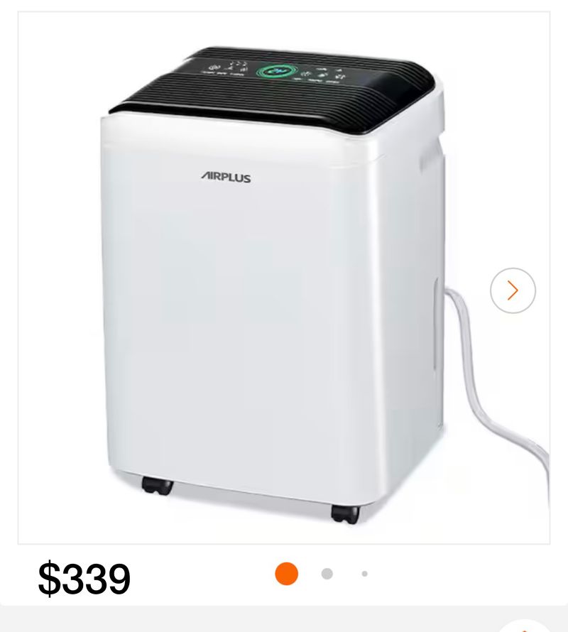 Edendirect50 pt. 4,500 sq. ft. Dehumidifier for Basement in White with Drain Hose, Bucket, Continous Run, Ionizer, Quier Cloth Dry