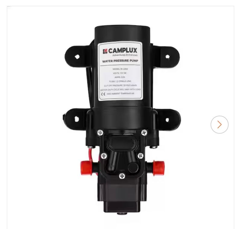 CAMPLUX12V DC Water Pressure Diaphragm Pump 1.2 GPM 35 PSI, Self-Priming - Image 1