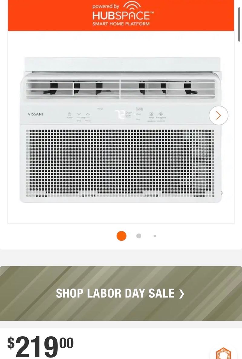 Vissani6,000 BTU 115-Volt Smart Window Air Conditioner Cools 250 sq. ft. with Remote and Dehumidifier, Powered by Hubspace