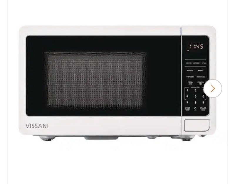 Vissani0.7 cu. ft. Electric 700-W Countertop Microwave in White with Turntable, 6-Heating Functions, and 2-Step Lock System