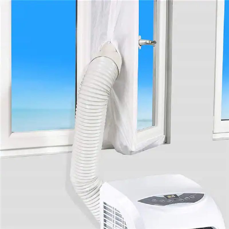 Wellco 13 ft. Portable Air Conditioner Window Seal Kit with Zip and Adhesive, Air Conditioning Windscreen Cloth Without Hose