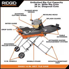 15 Amp 10 in. Wet Tile Saw - Image 3