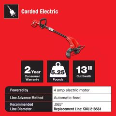 13 in. Straight Electric String Trimmer - Image 3