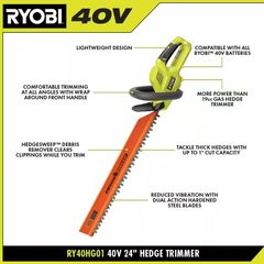 40V 24 in. Cordless Battery Hedge Trimmer - Image 4