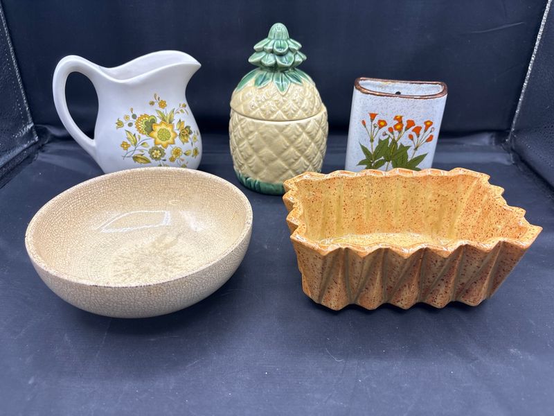 Assorted Decorative Ceramic Vessel Collection Pitcher Bowl Pineapple Container Planter
