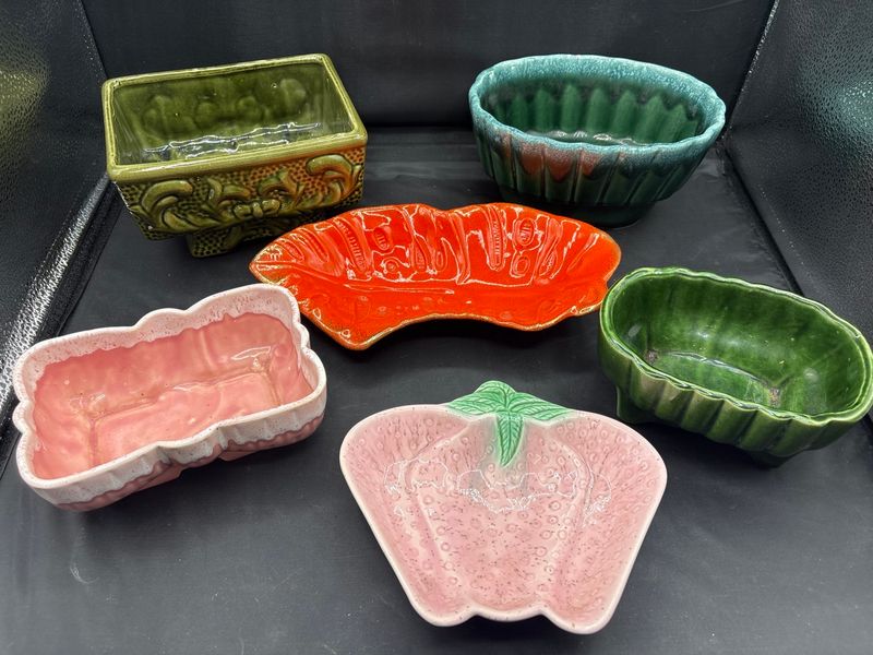 Collection of Six American Art Pottery Planters and Ceramic Dishes