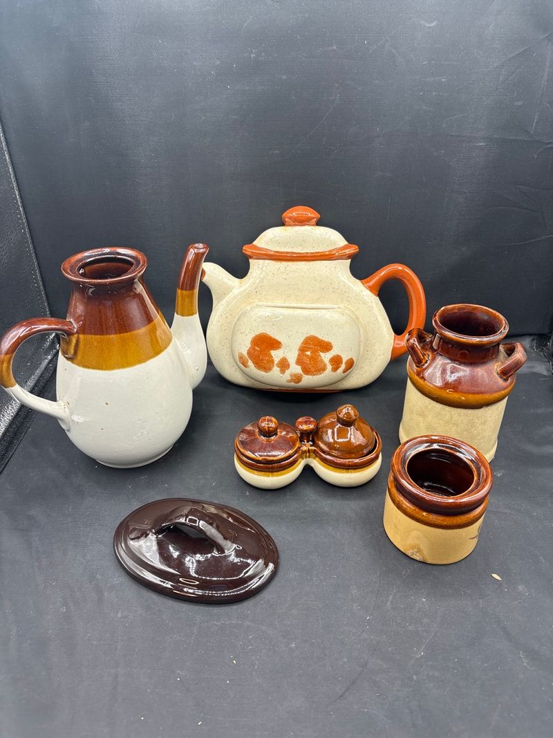 Collection of Glazed Ceramic Teapots Pots and Tableware Pieces