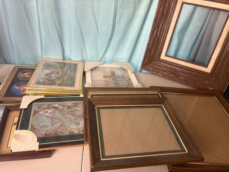 Collection of Assorted Picture Frames Including Dogwood Tree Print