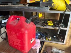 Benchtop Band Saw With Gas Cans And Workshop Tools - Image 4