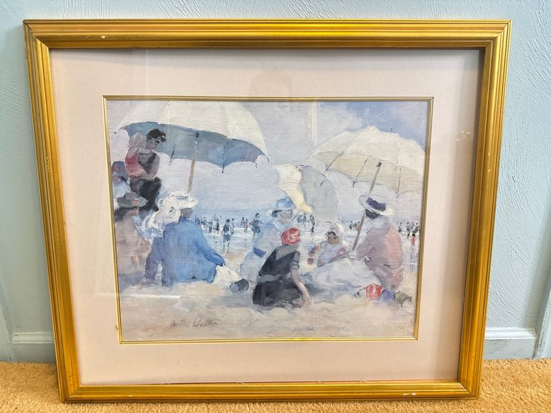 Martha Walter Signed Framed Impressionist Beach Scene Art Print