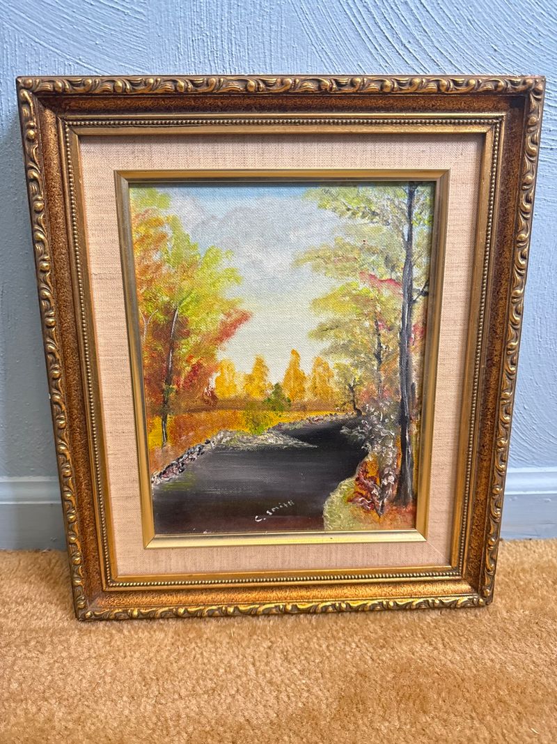 Original Framed Oil on Canvas Landscape Painting Signed C Smith