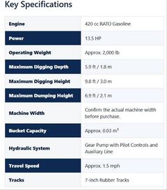 2026 Tracked Excavator with Manual Thumb, 420 cc - Image 3
