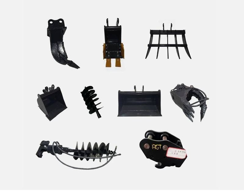 AGT Mini Excavator 9 Piece Attachment Set - Image 1