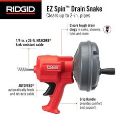 RIDGID EZ SPIN Drain Cleaning Snake Auger - Image 2