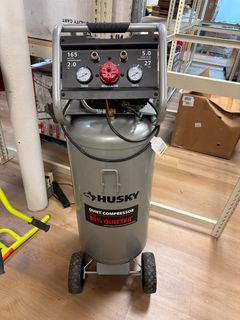 Husky 27 Gal.165 PSI Vertical Electric Oil-Free Quiet Auto/Workshop Air Compressor with Dual Gauges and 2-Quick Couplers 3332741 - Image 4