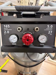 Husky 27 Gal.165 PSI Vertical Electric Oil-Free Quiet Auto/Workshop Air Compressor with Dual Gauges and 2-Quick Couplers 3332741 - Image 5