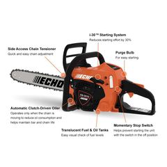 34.4 cc Gas 2-Stroke Rear Handle Chainsaw - Image 3
