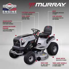42 in. Automatic Gas Riding Lawn Tractor Mower - Image 2