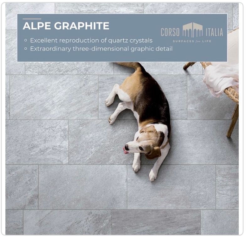 Corso Italia Alpe Graphite Matte 12 in.  24 in.Quartzite Stone Look Porcelain Floor and Wall Tile (15.50 sq. ft./Case)