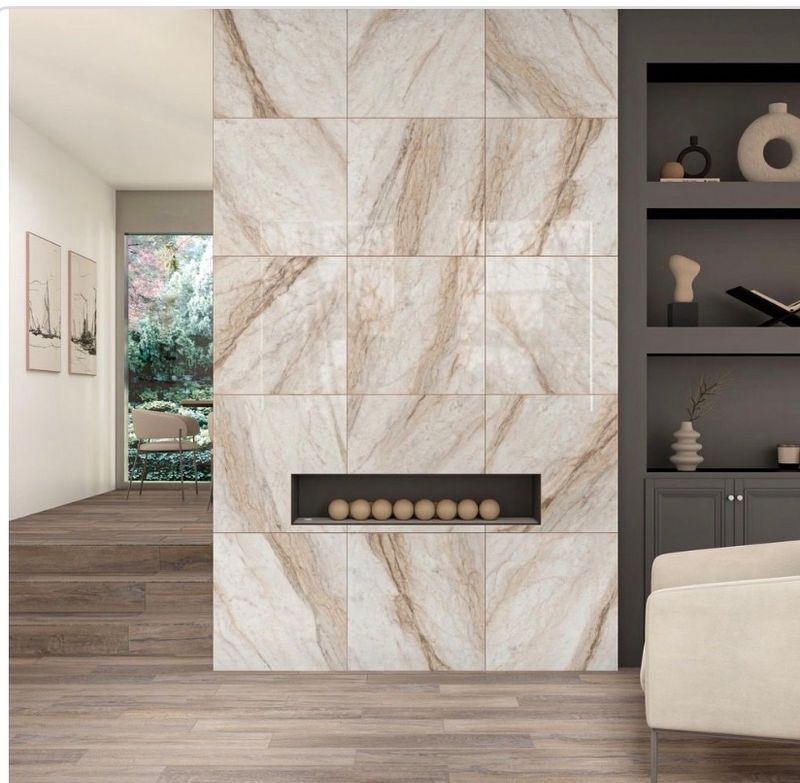 Rivermont Oro 24 in.  24 in.Polished Porcelain Stone Look Floor and Wall Tile (15.5 sq. ft./case)