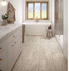 Daltile St. Clamont Ivory Marble 15 in.  30 in. Glazed Porcelain Floor and Wall Tile (16.35 sq. ft./Case) - Image 1