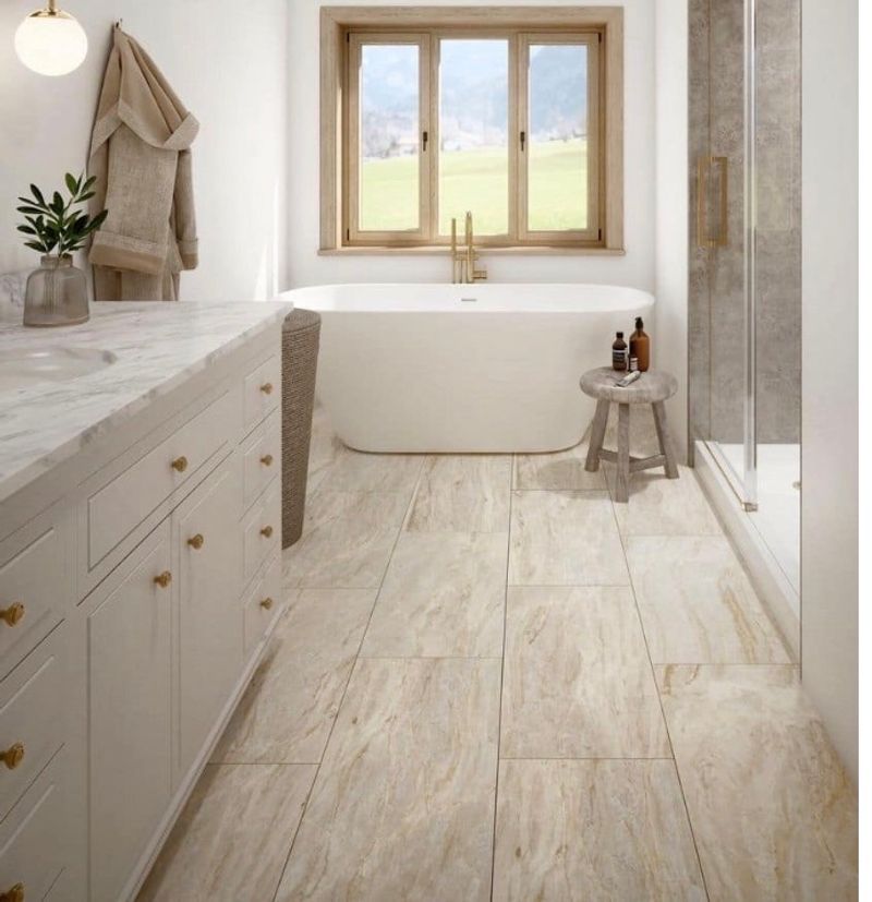 Daltile St. Clamont Ivory Marble 15 in.  30 in. Glazed Porcelain Floor and Wall Tile (16.35 sq. ft./Case)