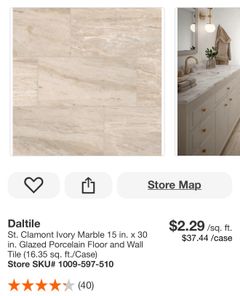 Daltile St. Clamont Ivory Marble 15 in.  30 in. Glazed Porcelain Floor and Wall Tile (16.35 sq. ft./Case) - Image 2