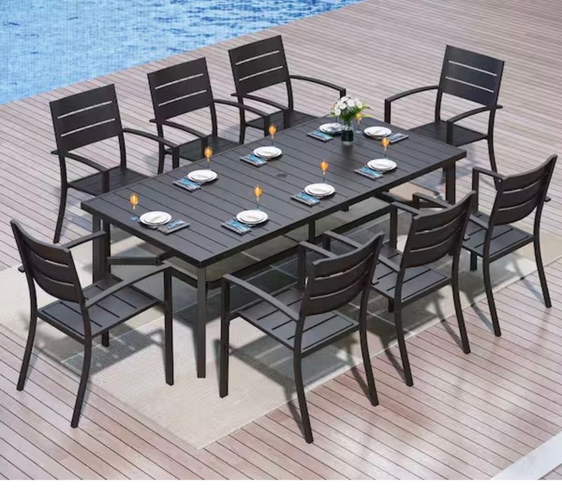 9-Piece Metal Outdoor Patio Dining Set