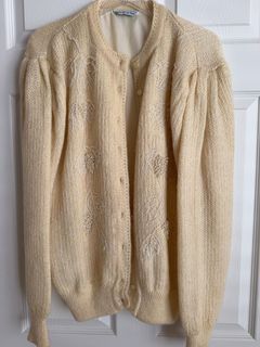 Sübiş Özel Beaded Cream Mohair Cardigan - Image 1