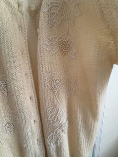 Sübiş Özel Beaded Cream Mohair Cardigan - Image 3
