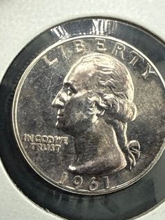 1961 Uncirculated Washington Quarter, Roosevelt Dime and Lincoln Penny  - Image 2