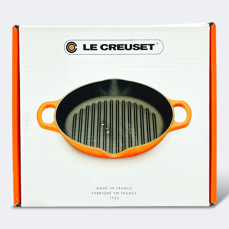 Le Creuset Enameled Cast Iron Round Grill Pan Flame Orange