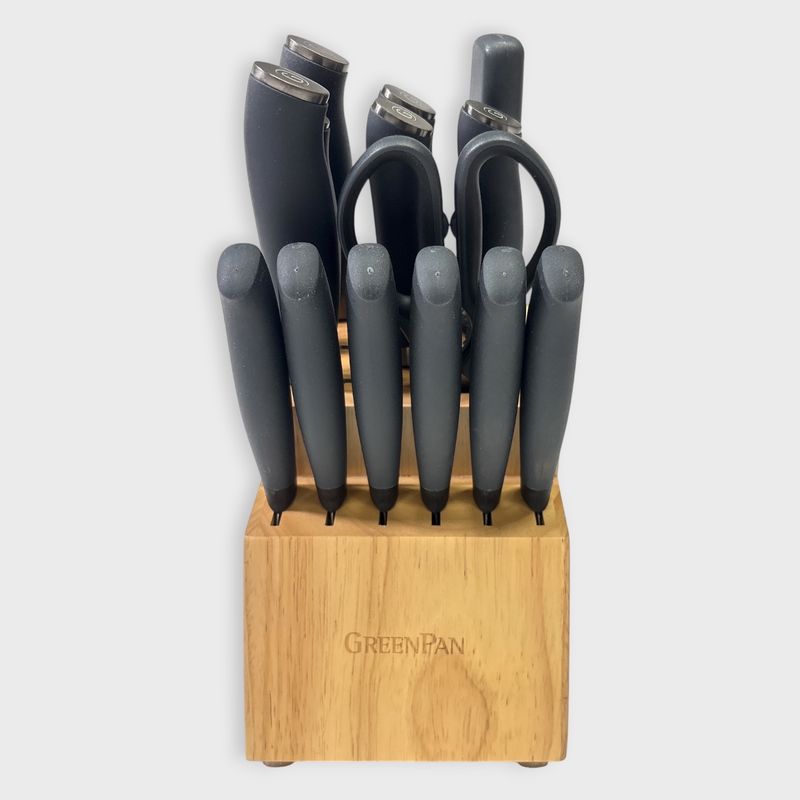 Greenpan Kitchen Knives Set With Wood Holder