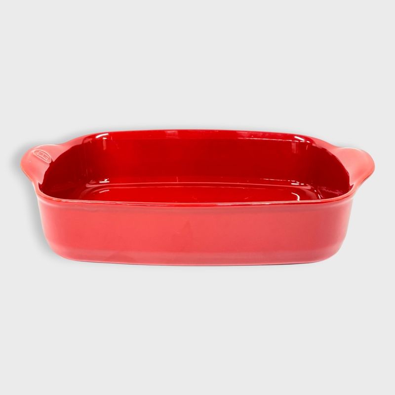 Emile Henry Red Ceramic Rectangular Baking Dish with Handles