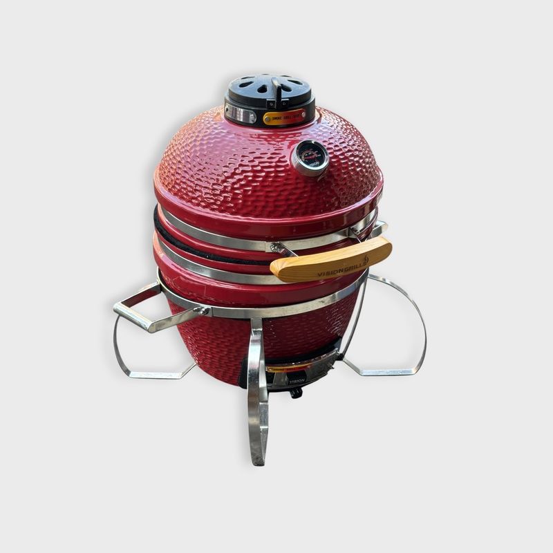 Vision Portable Red Ceramic Charcoal BBQ Grill