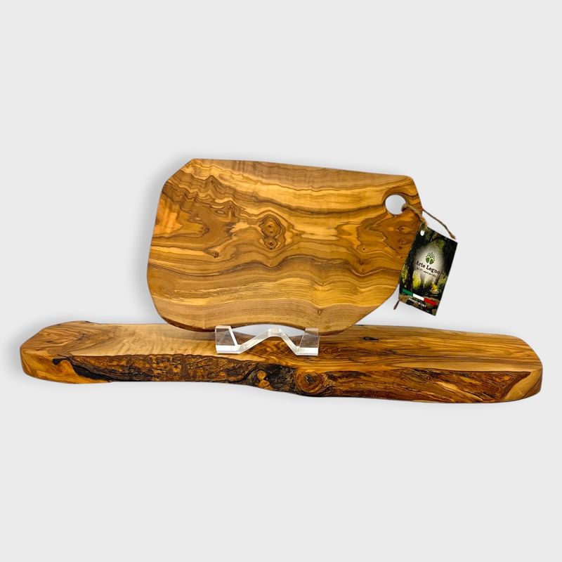 Arte Legno Italian Olive Wood Cutting & Serving Board Set Live Edge