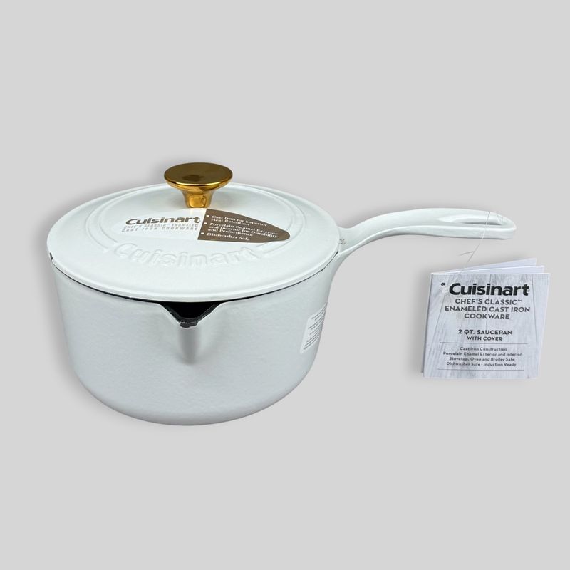Cuisinart Chefs Classic Enameled Cast Iron Saucepan with Lid White
