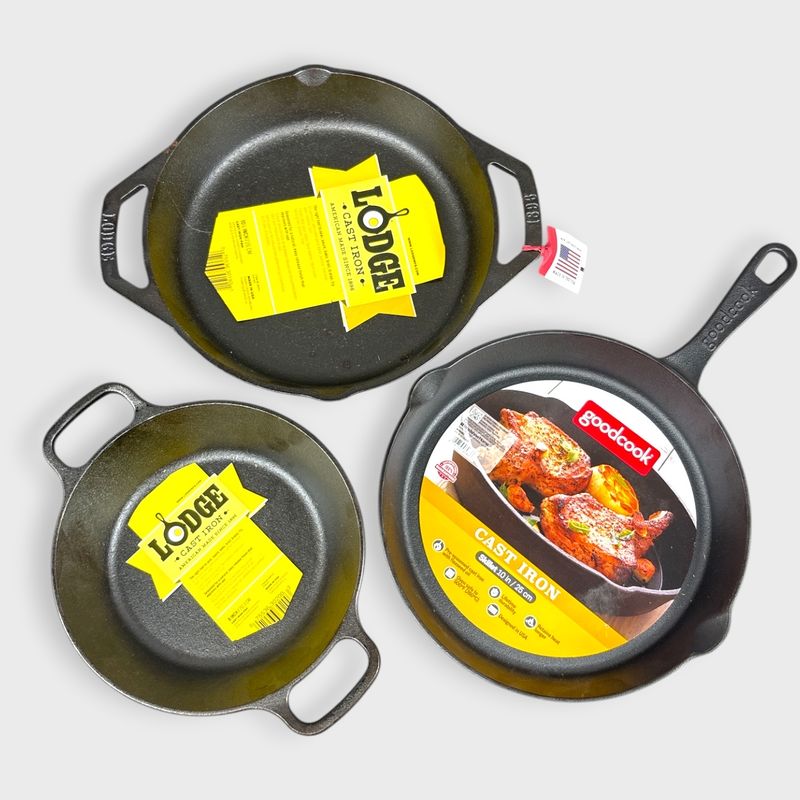 Lodge & Emeril Cast Iron Skillet and Pan Set 3 Pieces