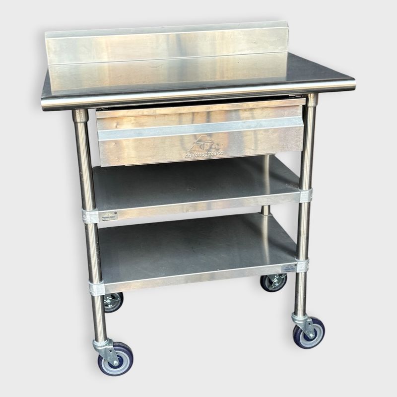 Advance Tabco Stainless Steel Rolling Kitchen Prep Cart with Drawers & Shelves