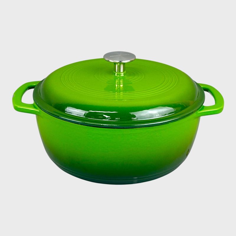Amazon Basics Green Enameled Cast Iron Dutch Oven with Lid