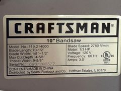Craftsman 10in Bandsaw - Image 8