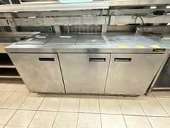 Three-Door Stainless Refrigerated Prep Table - Image 1