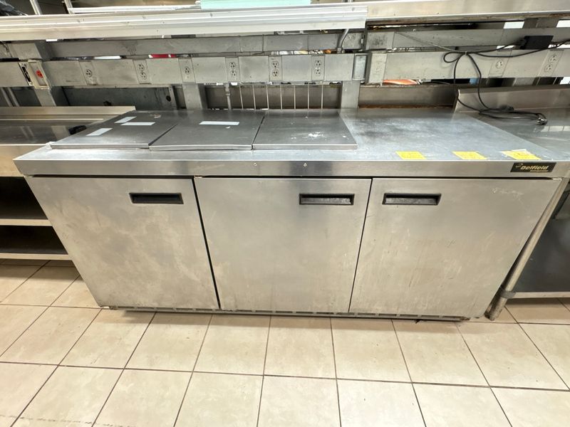 Three-Door Stainless Refrigerated Prep Table - Image 1