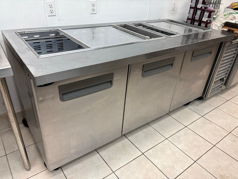Three-Door Stainless Refrigerated Prep Table - Image 1