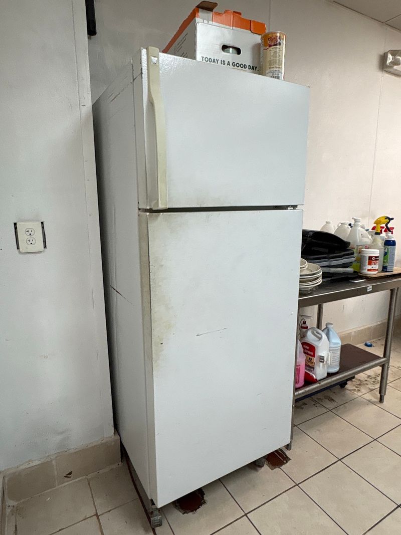 White Top-Freezer Refrigerator with Shelves - Image 1