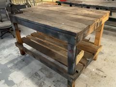 Heavy-Duty Wood Workbench with Steel Vise - Image 3