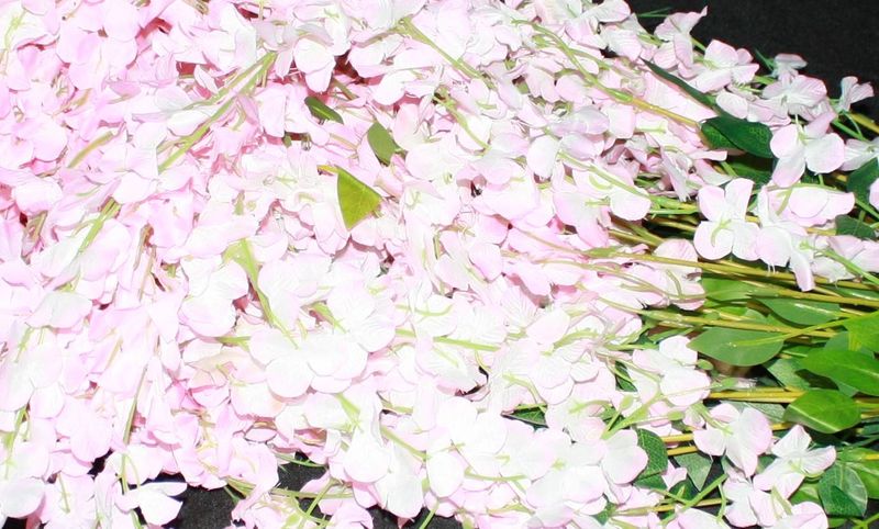 Bunch of 20 Artificial Light Pink Wisteria Flower Stems