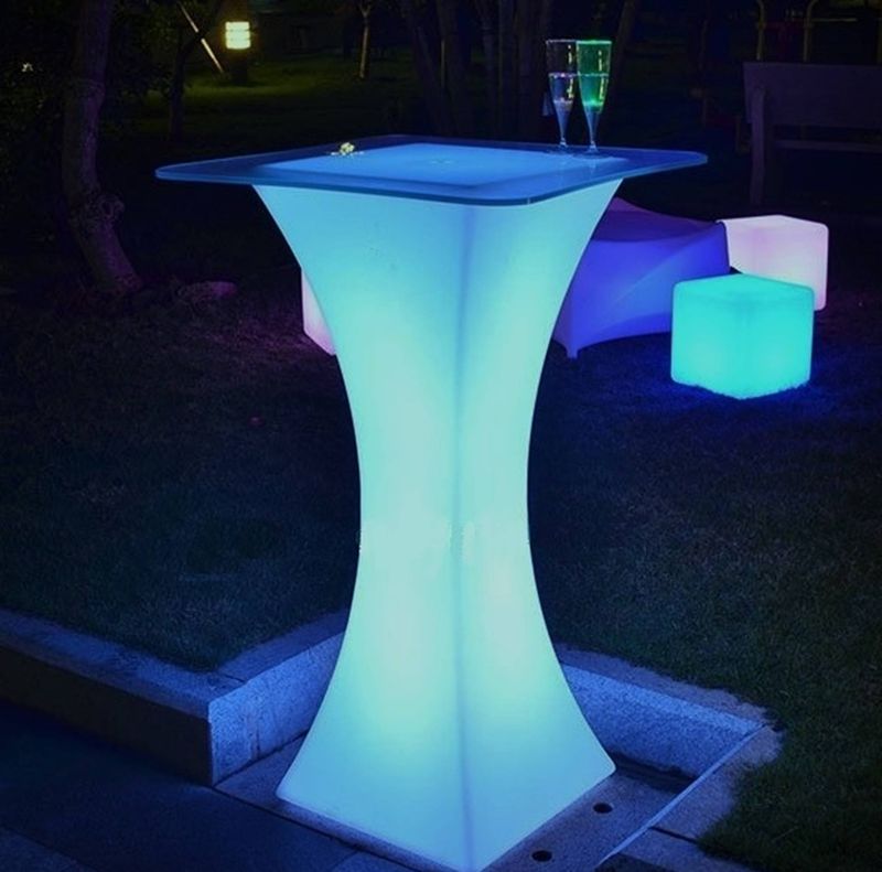 Set of 2 LED Illuminated Cocktail Table with Remote