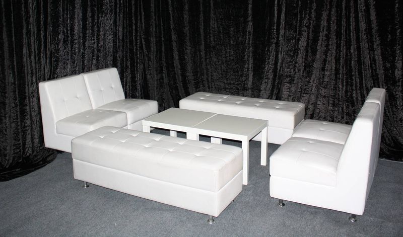 White Faux Leather Lounge Seating Set